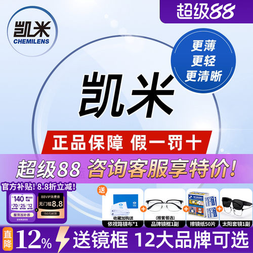凯米U6金罡1.74超薄防蓝光高度数
