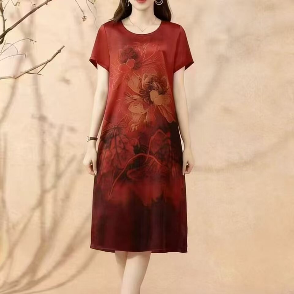 高端中年妈妈高档太太女夏天端庄大气中老年人女装高档新款连衣裙