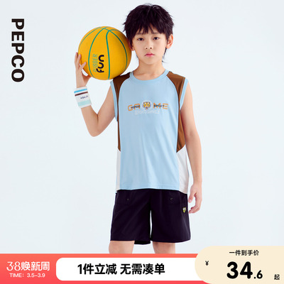 小猪班纳童装2026夏装新款儿童无袖上衣中大童男童背心男孩夏季潮