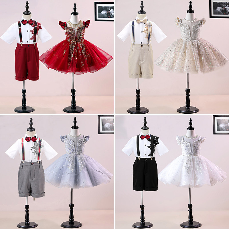 儿童大合唱表演服幼儿园朗诵演出服男童套装女童毕业舞蹈蓬蓬纱裙