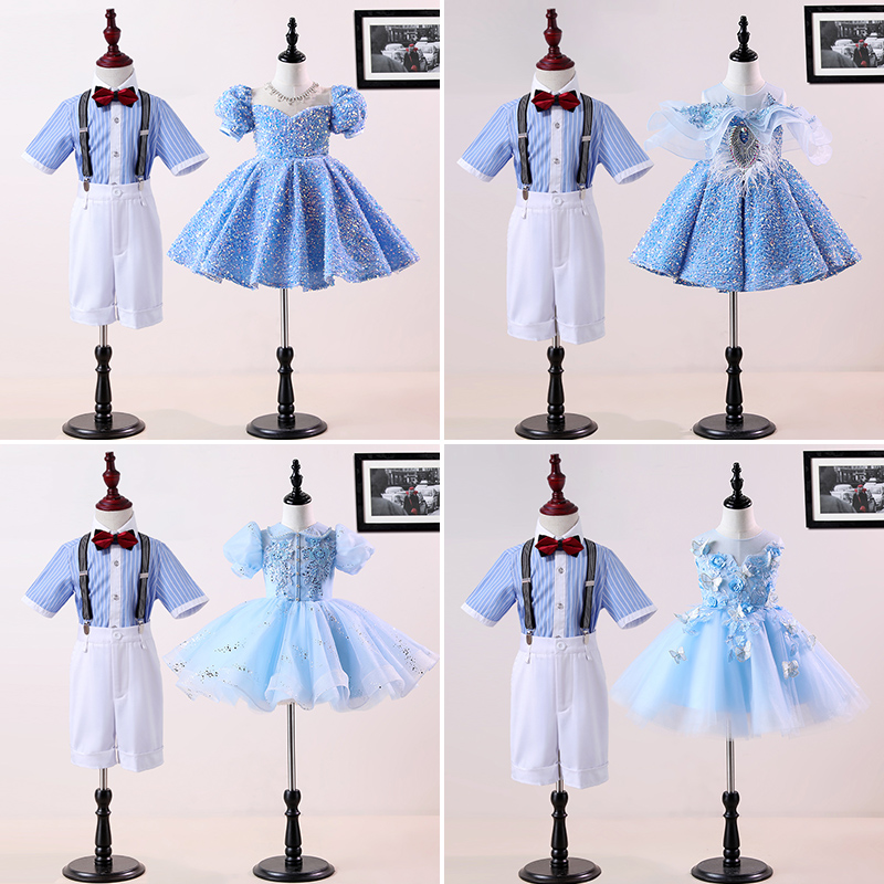 儿童合唱演出服小学生表演服幼儿园毕业礼服舞蹈服装女童蓬蓬裙