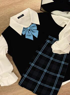 【雾蓝溪】德兰西双子原创黑蓝学院风jk格裙半身裙学院百褶裙短裙