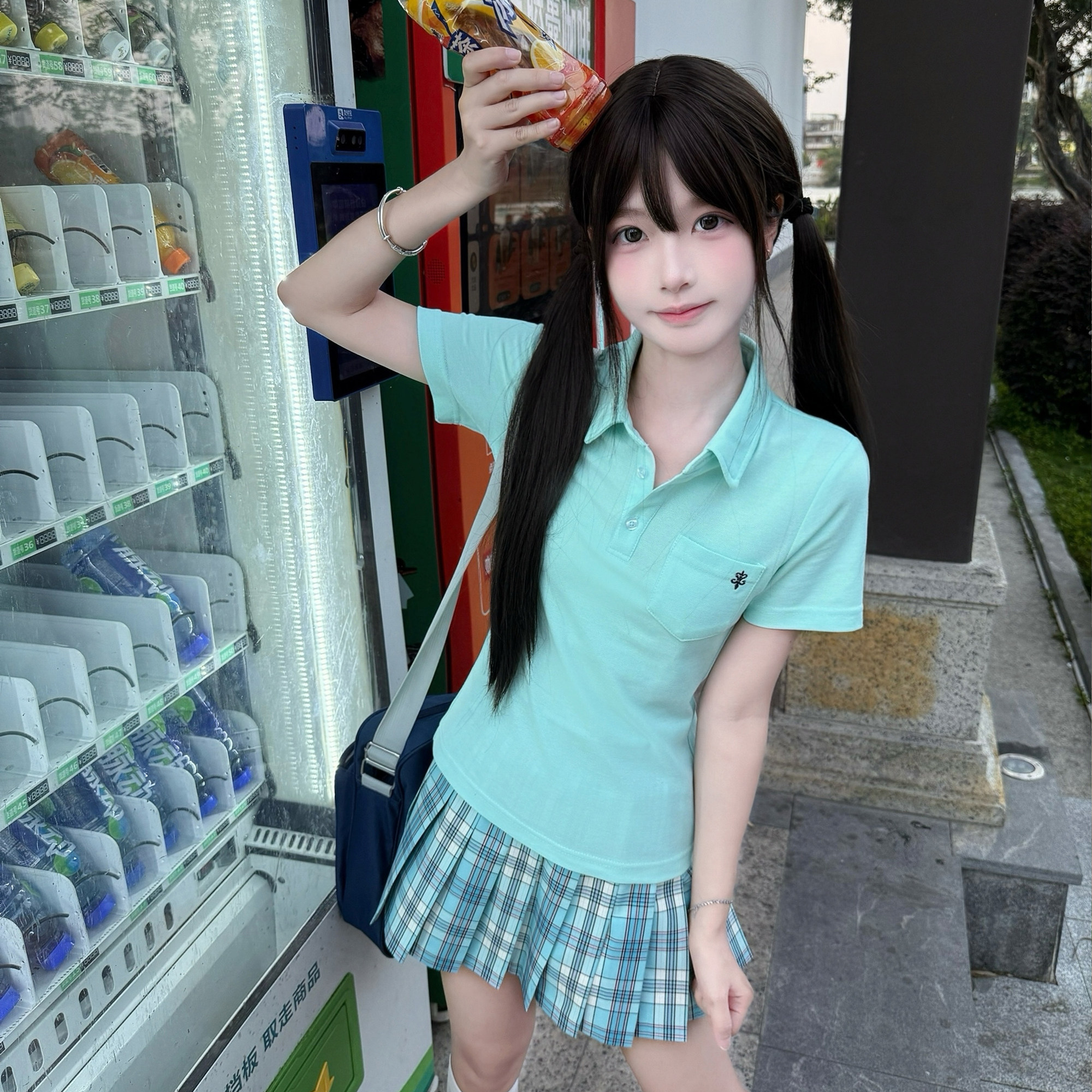猫看花jk原创学院风日常夏季短袖POLO衫短袖百搭收腰图片