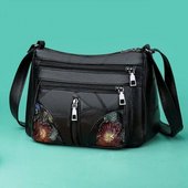 中年女士妈妈包羊皮质感软皮女包百搭时尚 大容量单肩斜挎包婆婆包