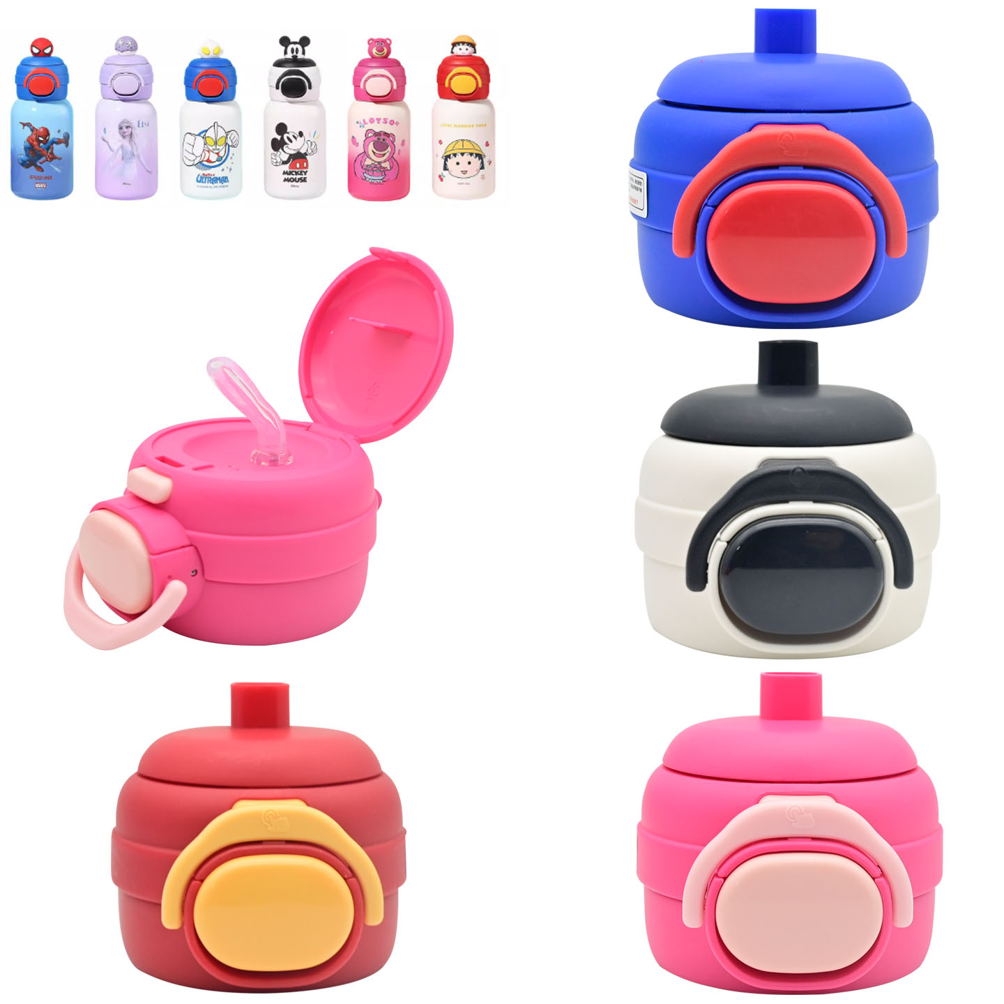 适合迪士尼儿童保温杯盖吸管杯盖16426双饮水杯子草莓熊米奇配件