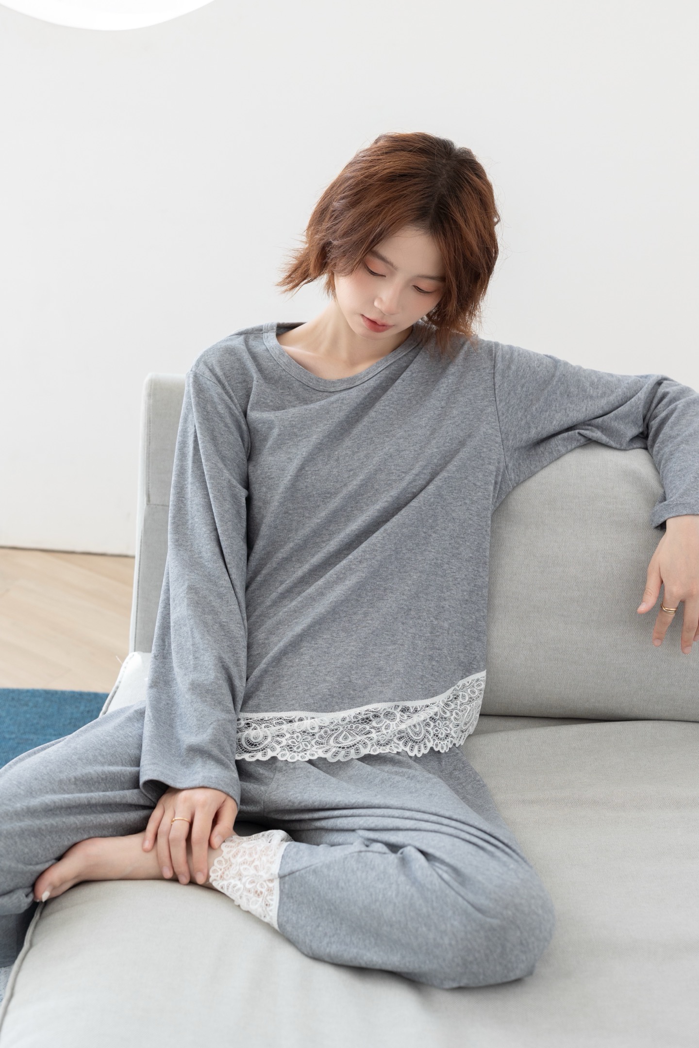 2025MAHA高端原创设计磨毛面料灰色睡衣家居服套装女四季款