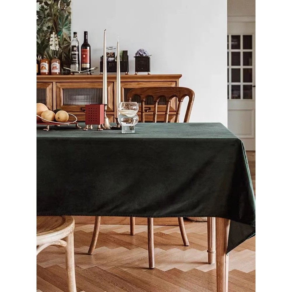 复古砖红色餐桌垫 布艺ins北欧丝绒新年桌布简约茶几圆桌台布DD66