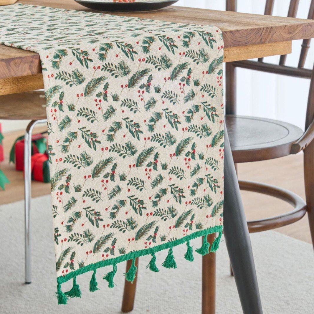 桌旗印花圣诞装饰餐旗绿色烫金茶几电视柜茶席长方形DD83