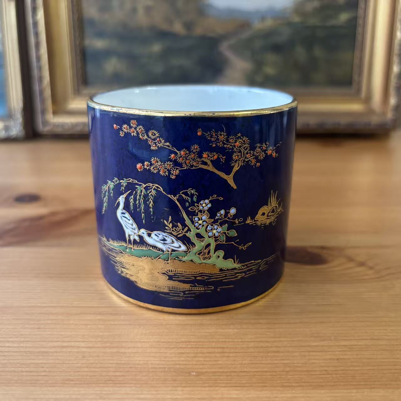 Carlton 卡尔顿 英国古董收藏 珐琅彩手绘花鸟东方风格糖缸 瓷缸