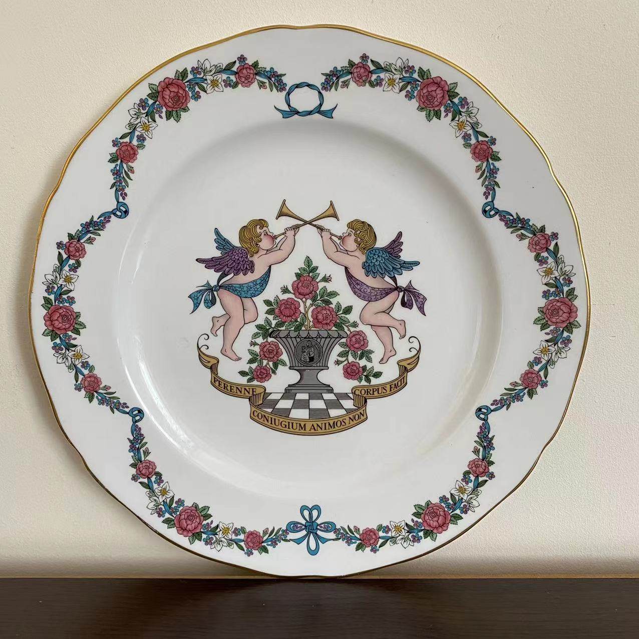 Spode 斯波德 英国瓷器装饰盘 婚礼纪念碟 西洋收藏碟 描金摆件盘
