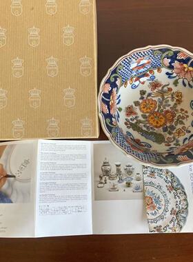 Makkum 荷兰陶瓷名镇 稀有彩色手绘花鸟原盒证书收藏碟 挂盘 赏盘