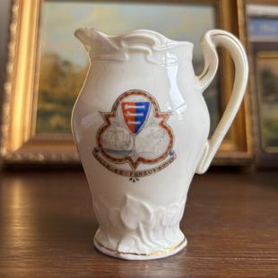 VILLE 盾徽瓷摆件 DOVER 徽章收藏瓷壶 PORTUS 英国中古老瓷器