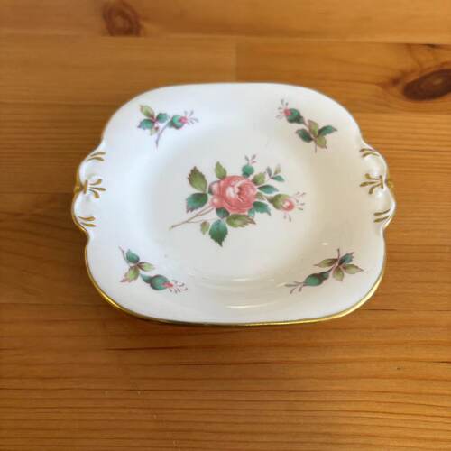 Spode 斯波德 Rose Spray 双耳描金花卉小碟 玄关摆件瓷碟 首饰盘