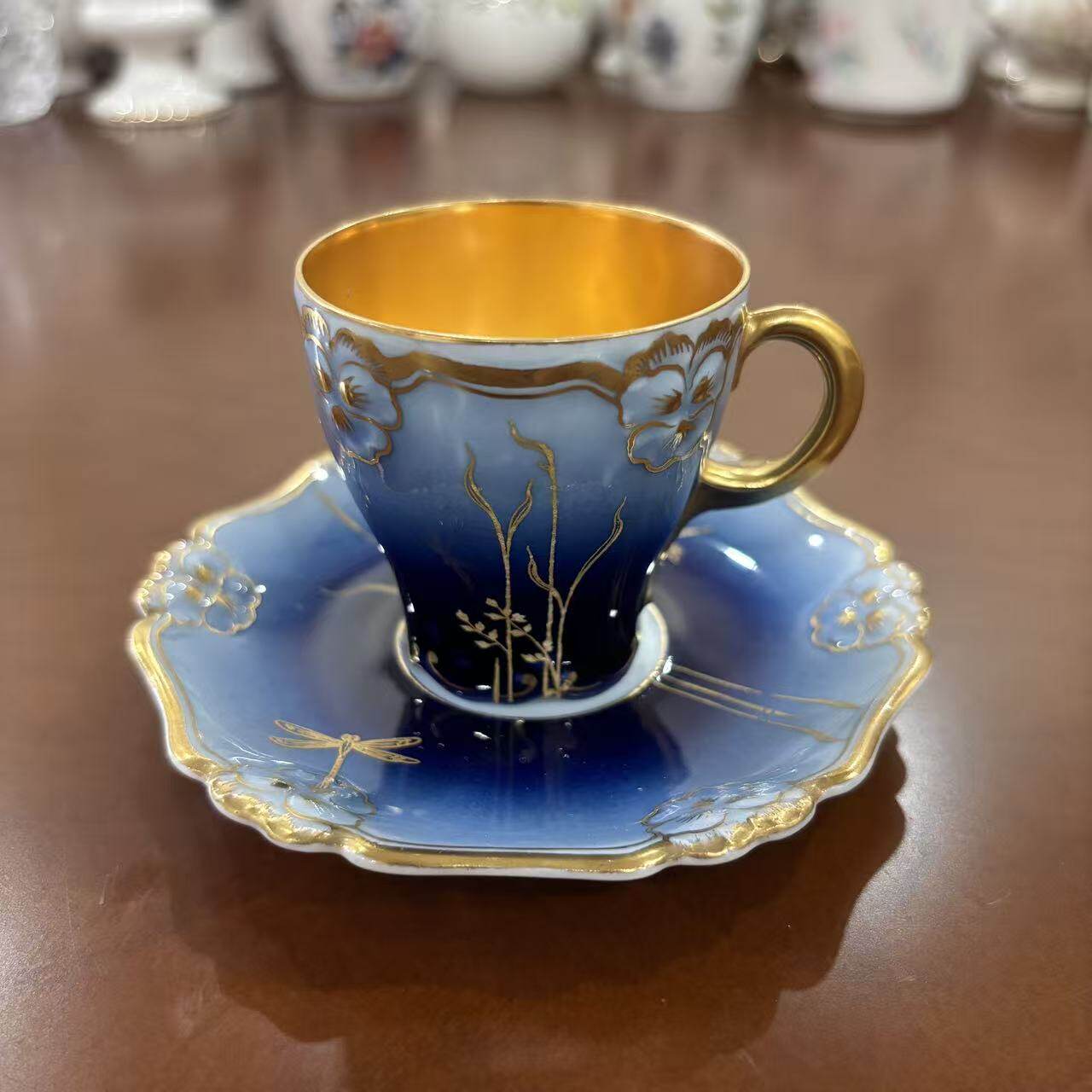 Rosenthal 卢臣泰 1891-1906年德国古董稀有重鎏金浮雕手绘咖啡杯