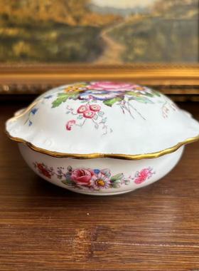 Royal Crown Derby 皇家皇冠德比 英国老瓷器 花边描金花卉首饰盒
