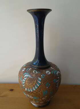 Royal Doulton 皇家道尔顿 兰贝斯百年古董花瓶 斯莱特专利陶瓷瓶