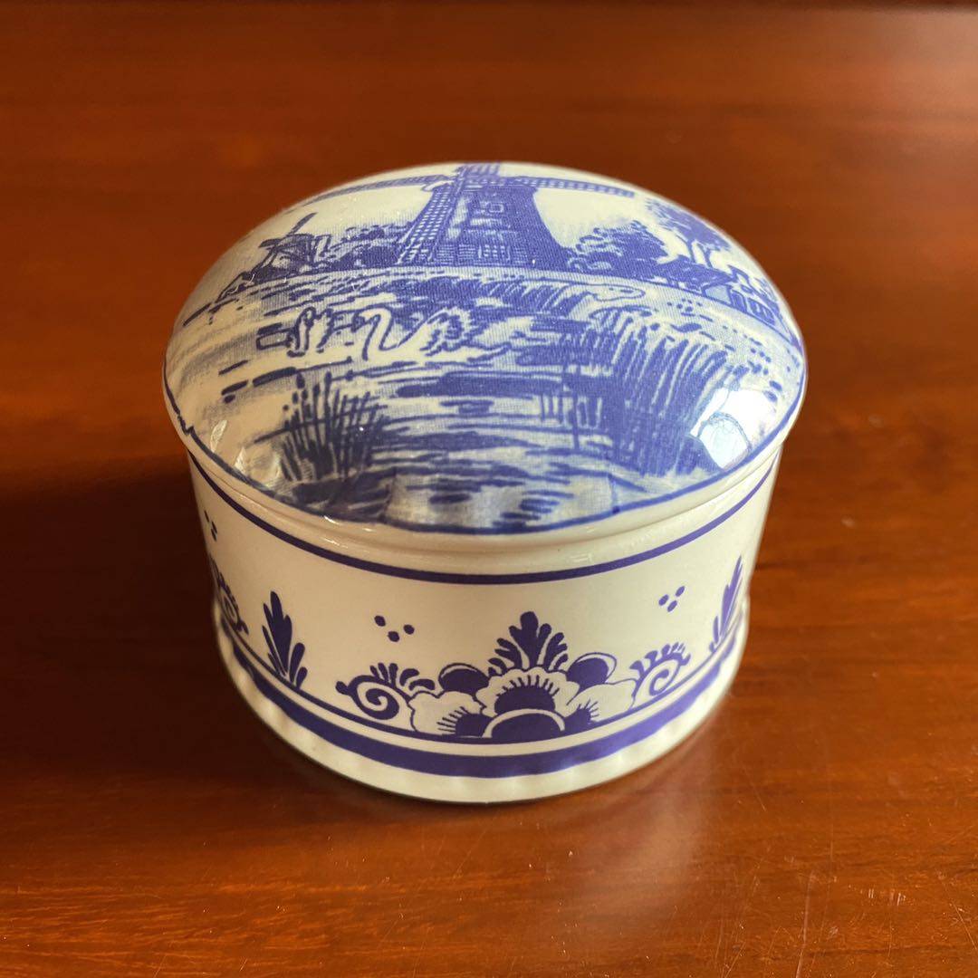 荷兰名瓷 Delft EH 代尔夫特 手绘迷你收藏首饰盒盖盒 珠宝盒瓷罐