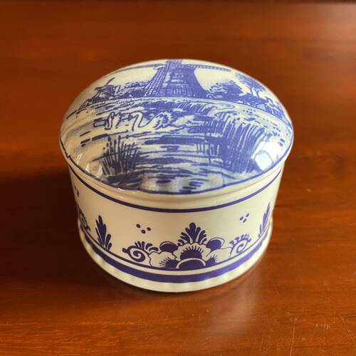 荷兰名瓷 Delft EH 代尔夫特 手绘迷你收藏首饰盒盖盒 珠宝盒瓷罐