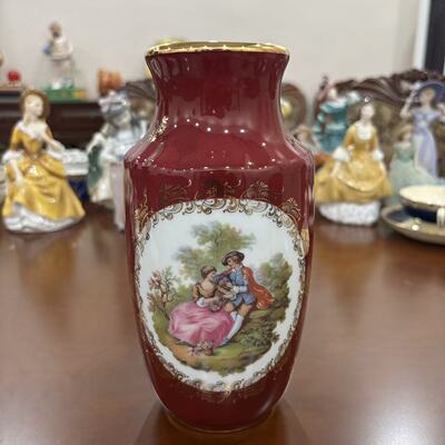 La Reine 女王 Limoges 法国利摩日 贵族人物描金大花瓶 装饰瓷瓶