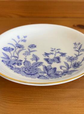 AYNSLEY 安兹丽 Cottage Blue 蓝色小屋骨瓷装饰小盘 英国 首饰碟