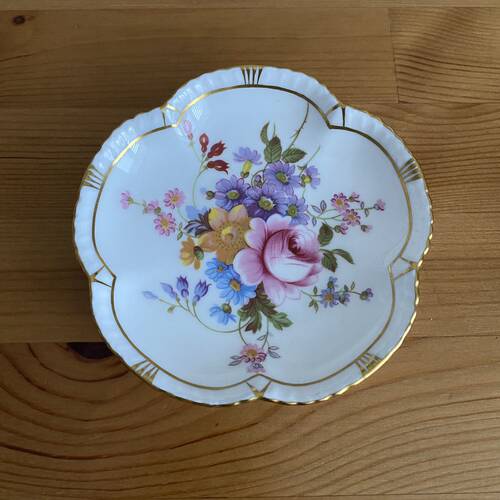 Royal Crown Derby 皇家皇冠德比 1975年英国首饰碟 五瓣花描金盘