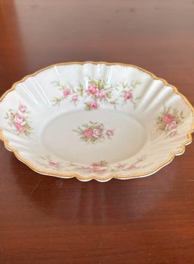 Paragon 帕拉贡 维多利亚玫瑰洒金椭圆首饰碟 Victoriana 收藏盘