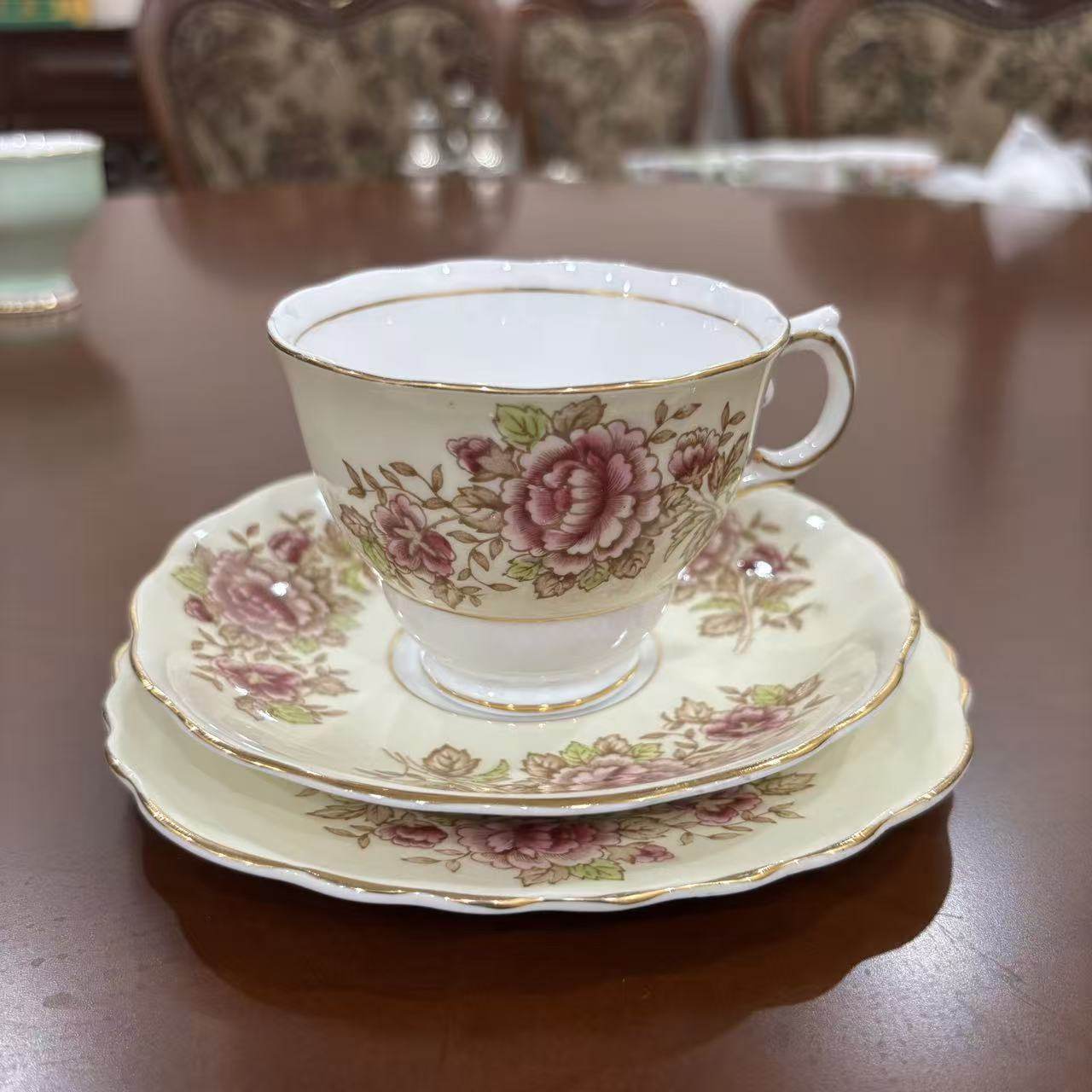 Colclough 科尔克拉夫 英国中古瓷器 花卉下午茶杯 三重奏咖啡杯