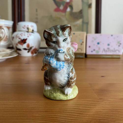 Beswick 1954年 Beatrix Potter's 瓷猫摆件公仔 英国老瓷器瓷偶