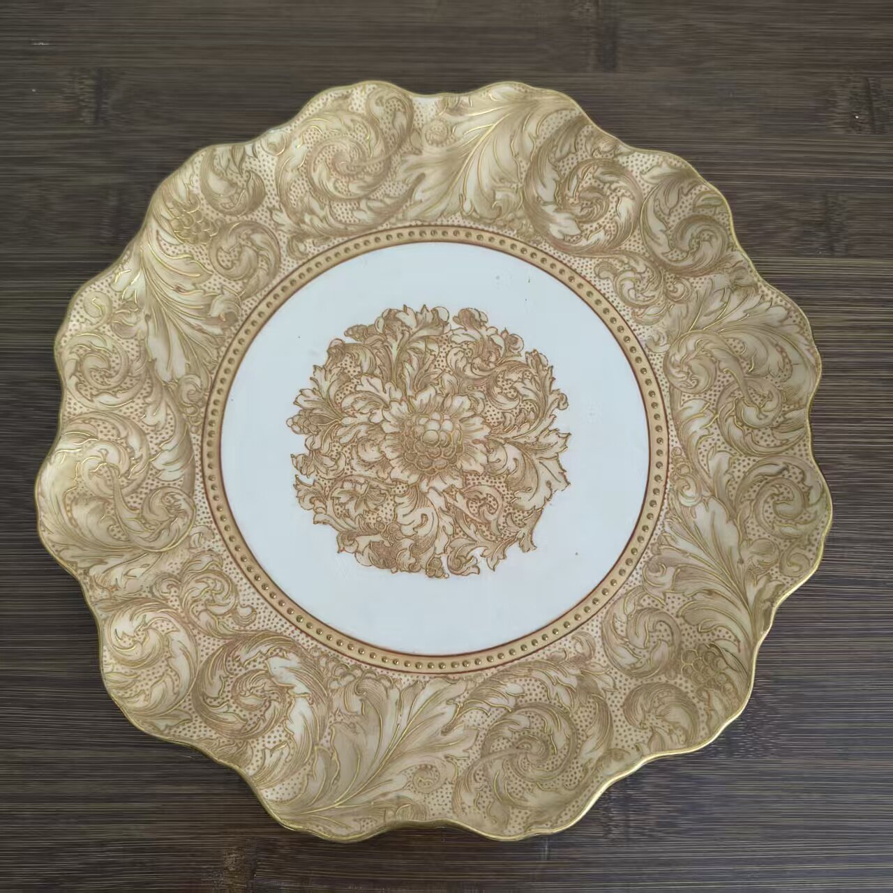 Royal Doulton 皇家道尔顿 1886-1902年古董描金蕾丝纹碟 收藏盘