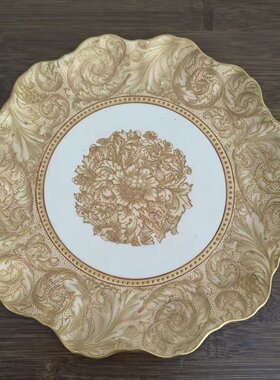 Royal Doulton 皇家道尔顿 1886-1902年古董描金蕾丝纹碟 收藏盘