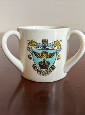 W.H.GOSS 高斯 英国古董纹章模型 taunton 收藏盾徽三耳杯小瓷器