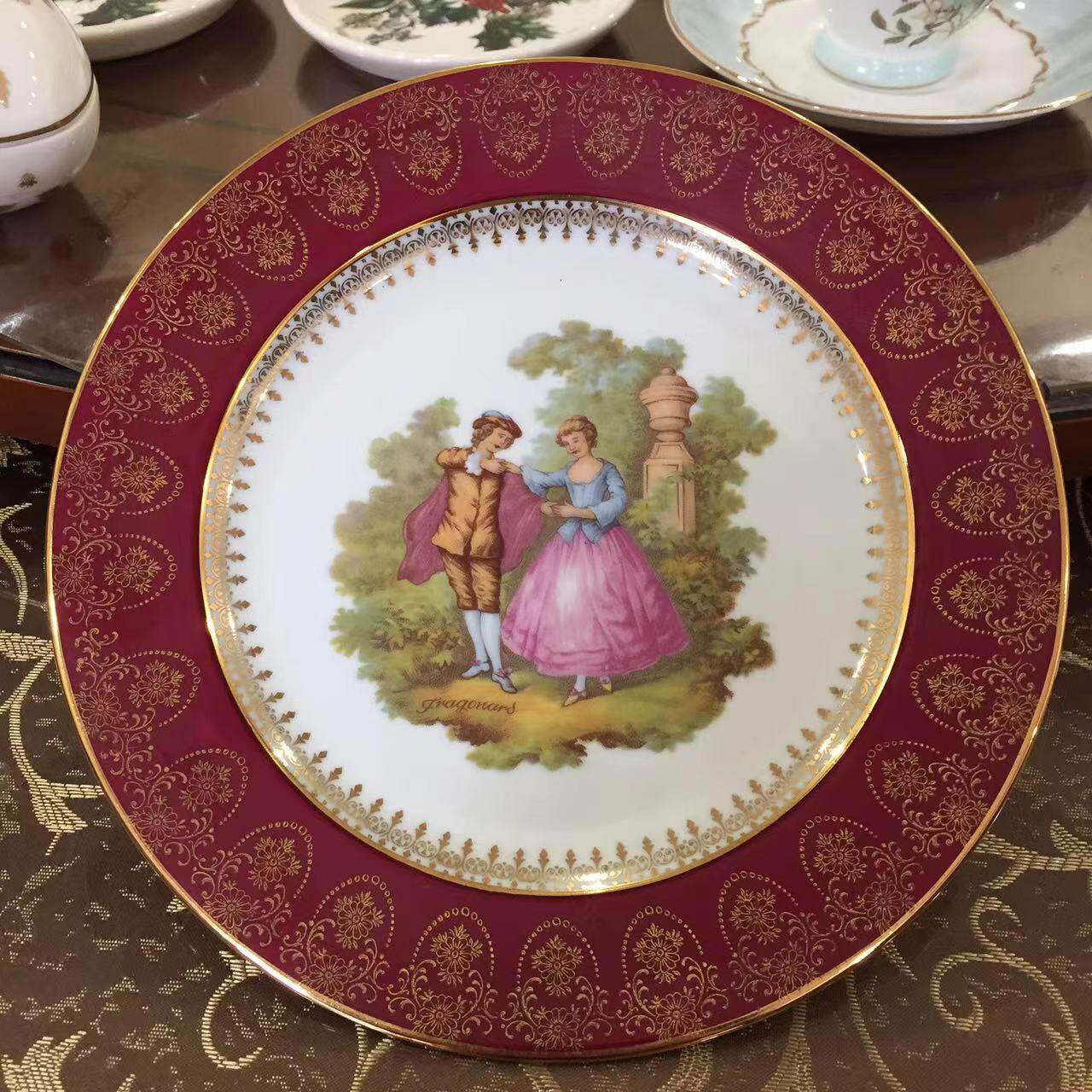 Limoges 利摩日 法国西洋人物收藏描金碟 客厅装饰挂盘 中古赏盘