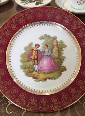 Limoges 利摩日 法国西洋人物收藏描金碟 客厅装饰挂盘 中古赏盘