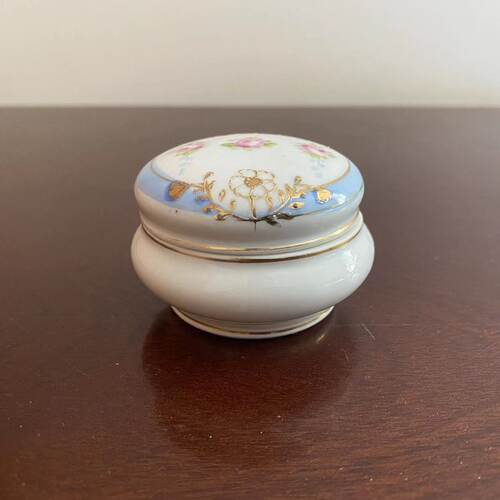 则武 Noritake 日本古董手绘首饰盒 收藏粉盒 装饰盖罐摆件 瓷盒