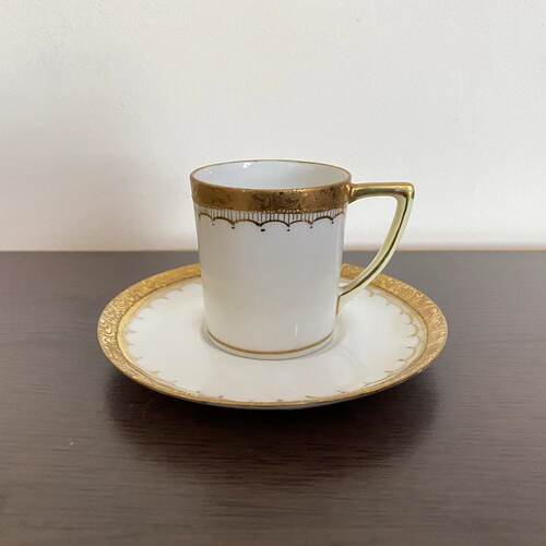 则武 Noritake 日本20年代古董收藏瓷器 描金手绘浓缩咖啡杯 茶杯
