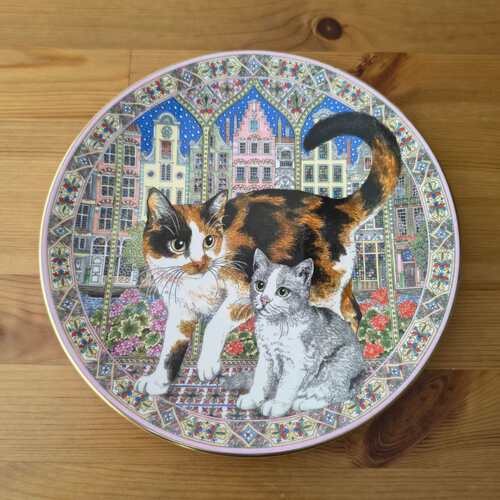 Royal Worcester 皇家伍斯特 1992年生日礼品 完美朋友猫咪收藏盘