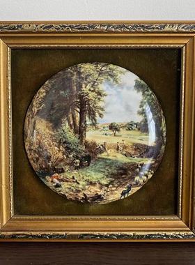 Staffordshire 中古Vintage 60年代英国风景瓷板画 陶瓷微型瓷画