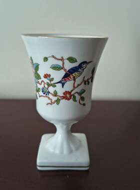 AYNSLEY 安兹丽 PEMBROKE 花鸟系列高脚摆件花瓶 英国骨瓷高脚杯