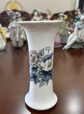 Royal Worcester 皇家伍斯特 英国骨瓷描金花瓶摆件 中古瓷笔筒