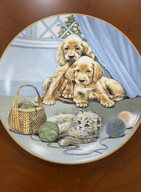 Royal Worcester 皇家伍斯特 1990年 Pam Cooper宠物收藏盘 赏盘