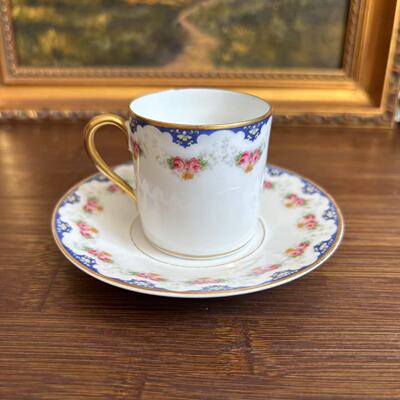 卢臣泰 Rosenthal  德国 1901年手绘鎏金花卉装饰浓缩咖啡杯 茶杯