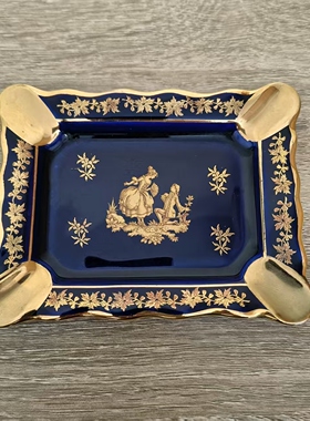Limoges 利摩日法国鎏金欧洲人物烟缸装饰盘 灰皿摆件碟 雪茄灰缸