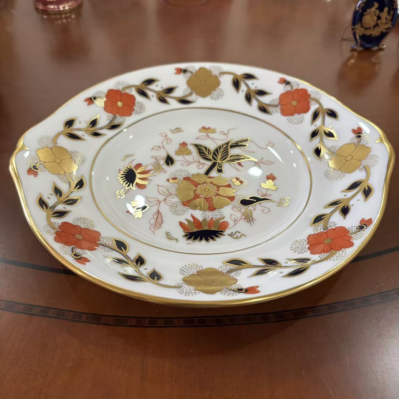 Royal Crown Derby 皇冠德比 1972年 伊万里鎏金双耳赏盘 蛋糕盘