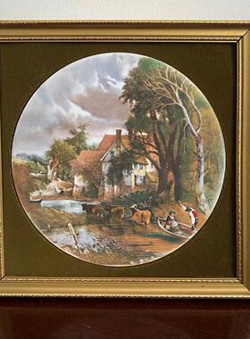 Genuine Staffordshire 英国 1971年西洋风景瓷板画 桌面装饰瓷画