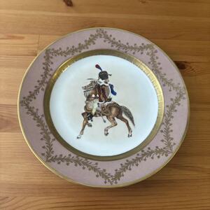 Limoges 法国利摩日 作者签名手绘骑士收藏瓷碟 欧洲孤品装饰赏盘
