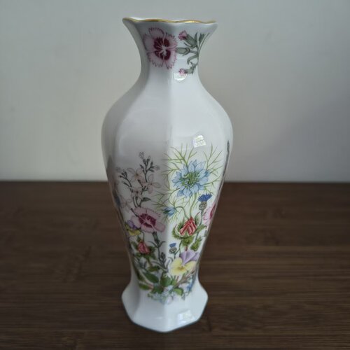 AYNSLEY 安兹丽 英国中古收藏瓷瓶 都铎王朝花卉装饰骨瓷花瓶摆件