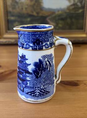 Grainger Worcester 格兰杰伍斯特 19世纪古董老柳树青花描金瓷壶