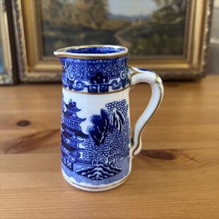 Grainger Worcester 格兰杰伍斯特 19世纪古董老柳树青花描金瓷壶