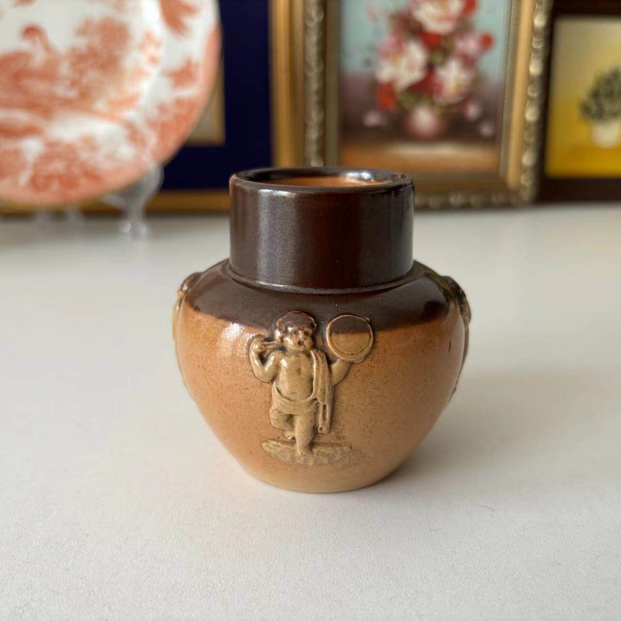 Royal Doulton 皇家道尔顿 Lambeth 兰贝斯稀有中古陶瓷浮雕水罐