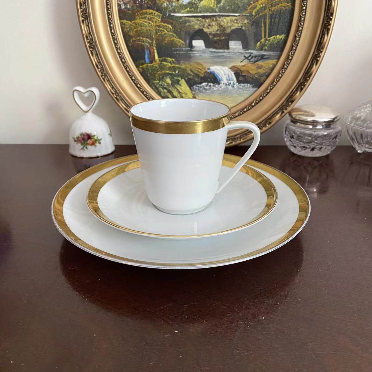 Hutschenreuther 狮牌 德国巴伐利亚 Noblesse 重鎏金咖啡杯 茶壶